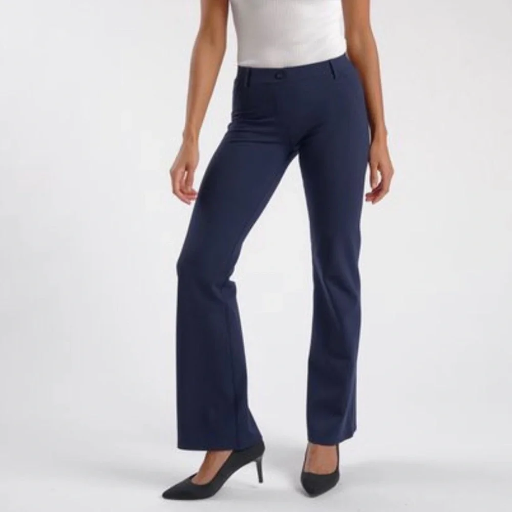 Betabrand Boot-Cut Classic Dress Pant Yoga Pants in Navy